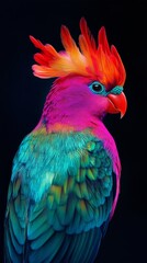 Obraz premium Close-up of a colorful parrot with vibrant and iridescent plumage, showcasing the beauty of exotic birds
