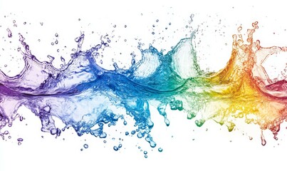 Colorful water splash with vibrant reflections and ripples