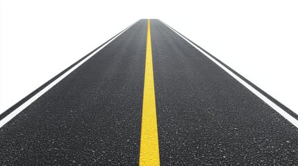 Long Straight Road Extends into Bright White Horizon Space