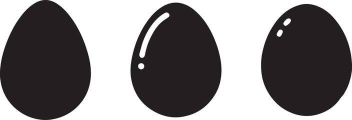 Easter egg black soild silhouette vector on transparent png background