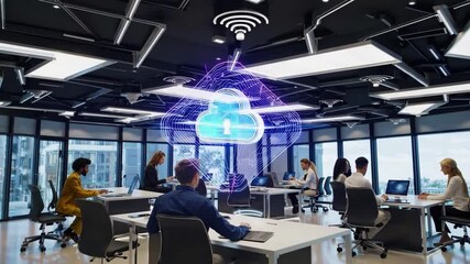 A diverse group of professionals engages in collaborative activities in a modern office - Powered by Adobe