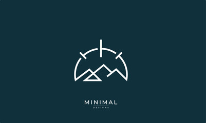 Minimal mountain/peak logo with compass 