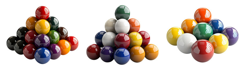 Colorful Spheres Stacked in Various Arrangements on Transparent Surface