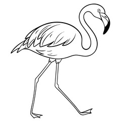 Simple flamingo clipart with white background.