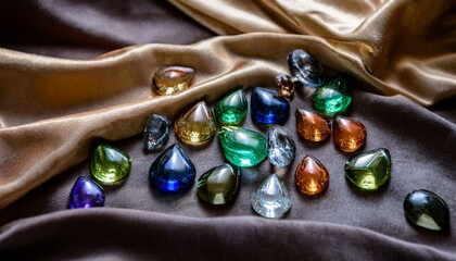 Silk drapes beautifully, showcasing sparkling gems.  