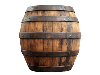 Obraz premium old wooden barrel isolated on transparent background