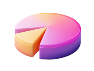 3d pie chart isolated on transparent background