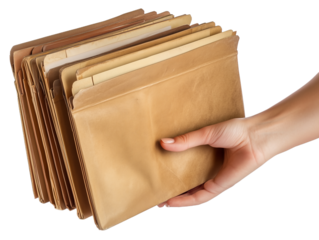 hand holding envelope isolated on transparent background