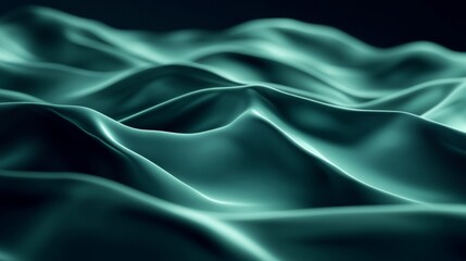 Fototapeta premium Teal Fabric Texture with Smooth Wavy Surface