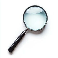 Magnifying Glass Isolated on White Background, Highlighting Detail and Precision for Scientific, Educational, and Professional Use.