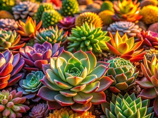 Obraz premium Lush Succulents Thrive in a Vibrant Garden - High-Resolution Stock Photo