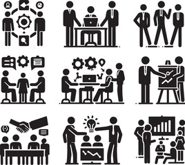 Fototapeta premium Vector Silhouette Collaborative icon set