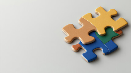 Obraz premium Colorful jigsaw puzzle pieces arranged on light gray background