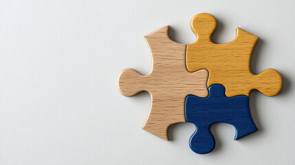 Fototapeta premium Colorful jigsaw puzzle pieces on light background, symbolizing unity