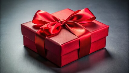 Fototapeta premium Luxurious Red Gift Box with Elegant Ribbon Bow - Fashion Photography