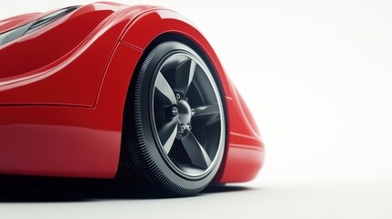 Red sports car wheel, studio shot, white background, automotive design