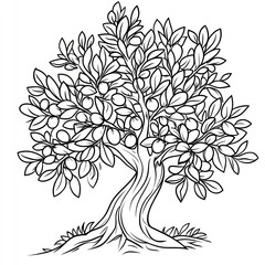 Fototapeta premium A Detailed Line Drawing Of A Fruit Tree