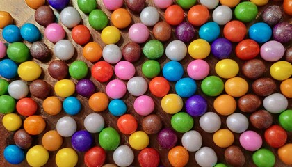 Vibrant candies stand out in understated settings.  