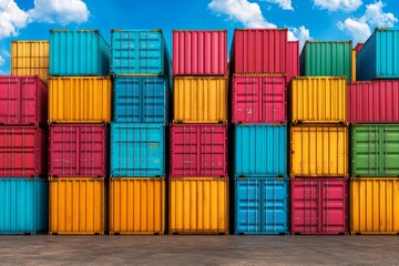 Fototapeta premium Colorful shipping containers. Generative AI