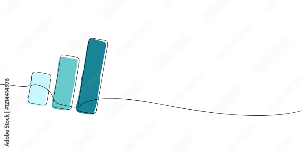 Poster a single line drawing of a diagram. continuous line chart icon in color. one line graph icon. vector