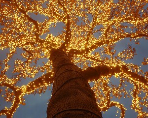 Illuminated tree at night, low angle view. (1)