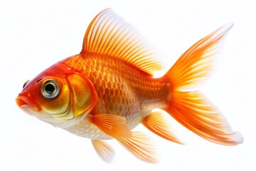Macro Photo of a Goldfish Isolated on White Background - Aquatic Animal Stock Image