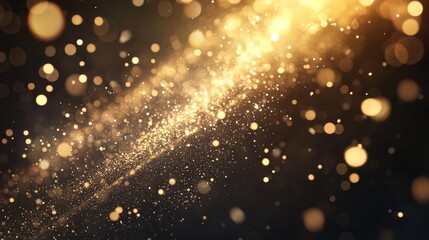 Sparkling Particles and Golden Dust on Dark Background for Design