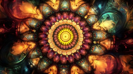Obraz premium Abstract Mandala Colorful Fractal Art Design