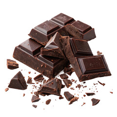 Delicious Dark Chocolate Pieces and Broken Bar, Sweet Treat, Gourmet Dessert