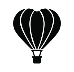 Heart shape hot air balloon icon flat style design.