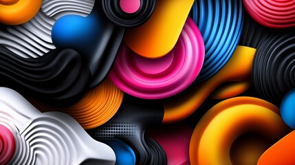 Abstract Colorful 3D Shapes: A Vibrant Composition of Intertwined Forms