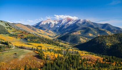 Fototapeta premium Drones capture the changing seasons of mountains. 