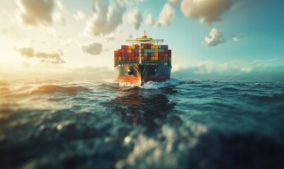 Fototapeta premium Container ship with sea containers sailing in the sea