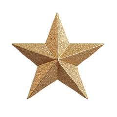 Obraz premium A shimmering gold star with a three-dimensional design, perfect for decoration or celebration themes, Transparent Background.