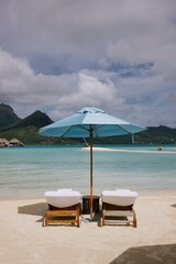 Beach life at the Four Seasons Bora Bora, French Polynesia
