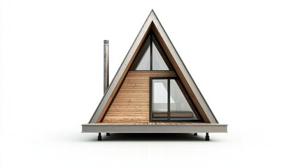 A-Frame Cabin Design: Modern Minimalist A-frame cabin with wood siding, large windows, and metal roofing.  Ideal for tiny home living or vacation retreat. 