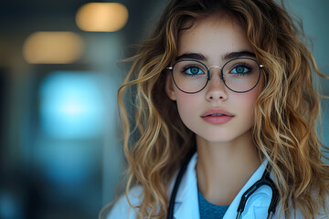 A young veterinarian examining a horse in a stable. An atmosphere of care and professionalism in harmony with nature