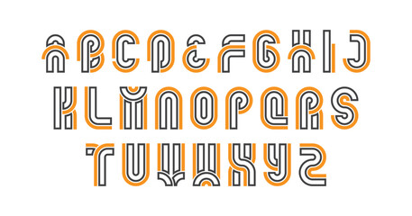 vector illustration of alphabet letter A to Z Abstract thin line font alphabet. Minimal modern fashion fonts and numbers. Typography typeface uppercase lowercase and number. vector illustration