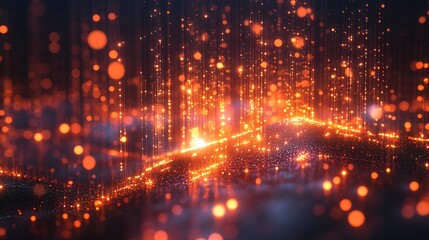 Fototapeta premium Futuristic smart city represented by an abstract model with glowing points and connecting lines, showcasing technological integration and innovation.