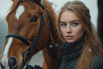 Obraz premium woman with horse