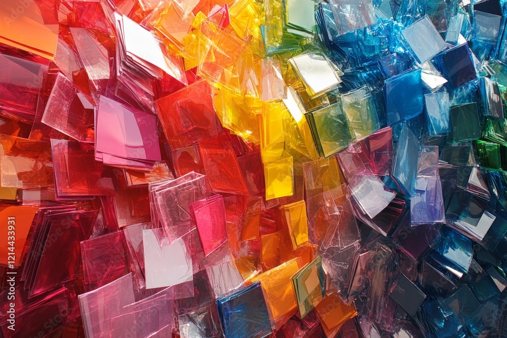 Aufkleber bright and colorful arrangement of transparent plastic squares in vivid hues creating an eye-catchin