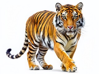 Obraz premium Majestic Bengal Tiger Isolated on White Background - Wildlife Stock Photo