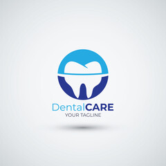 Dental care and dentistry logo design template icon