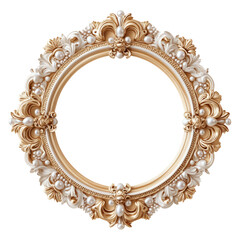 Elegant Round Frame with Pearl Embellishments and Intricate Design