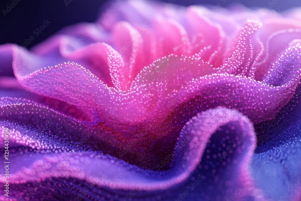 Poster vibrant abstract flower design in purple and pink hues with textured details highlighting depth and 
