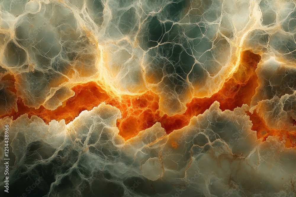 Aufkleber Vibrant abstract depiction of fiery energy and intricate patterns on a dark background