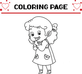 cute girl is looking something coloring page for kids