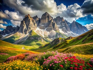 Fototapeta premium Majestic Gran Sasso National Park: Panoramic View of Pizzo Cefalone and Pizzo Intermesoli Peaks