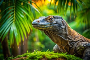 Obraz premium Majestic Komodo Dragon in Indonesian Jungle - Powerful Reptile Stock Photo