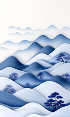 Fototapeta premium minimalist illustration of abstract mountains in winter